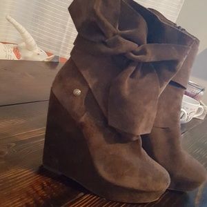 Wedge suede booties